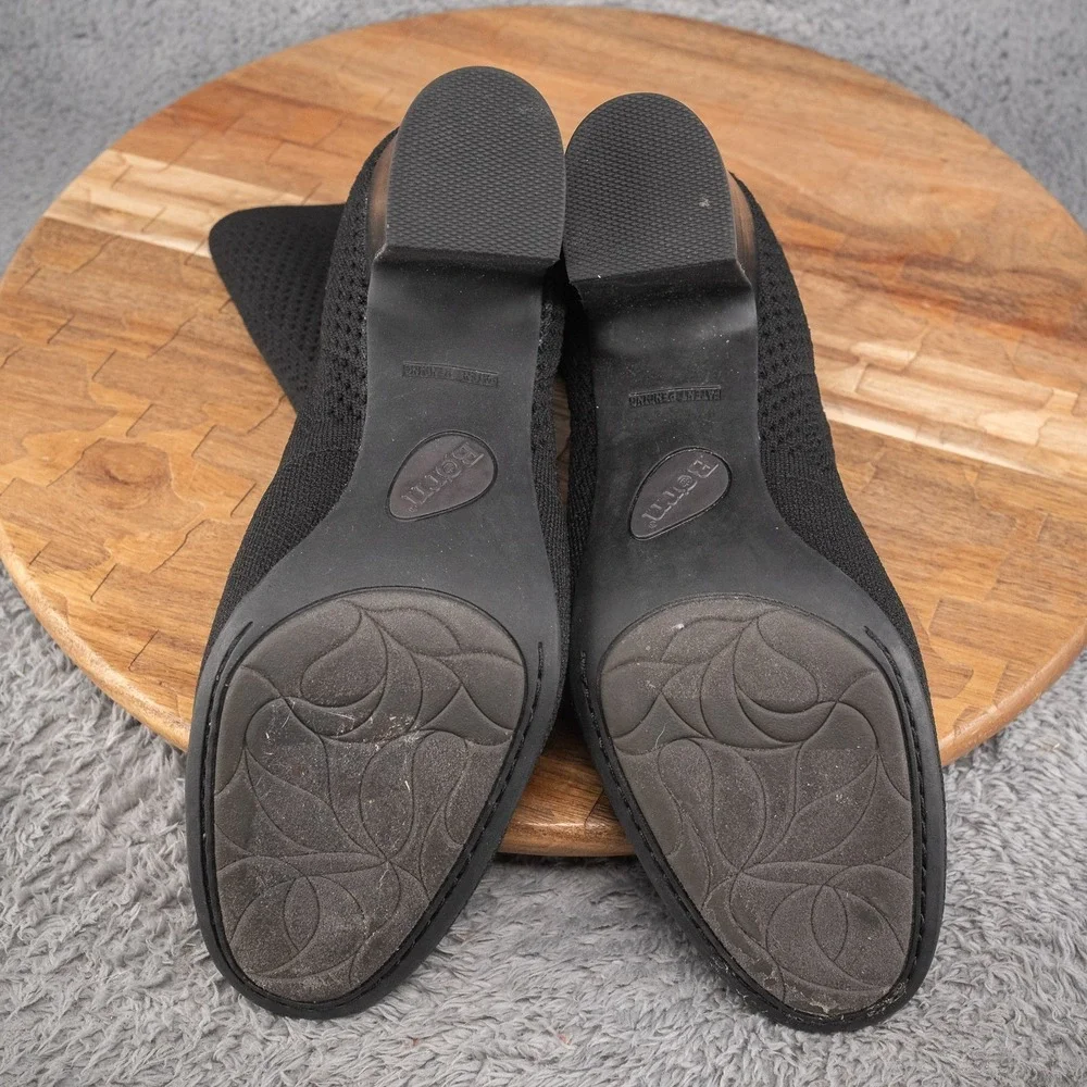 Born Meggs Knit F54322 Black‎ Pull On Block Heels Ankle Bootie Womans Size 9 M